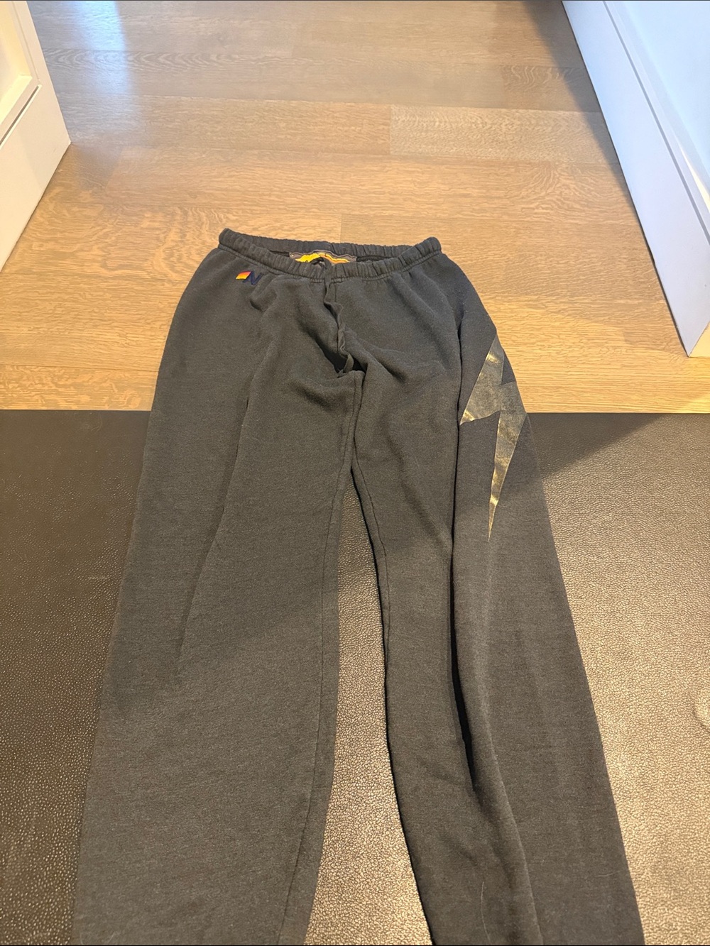 Aviator Nation Black Track Joggers with Subtle Stripe